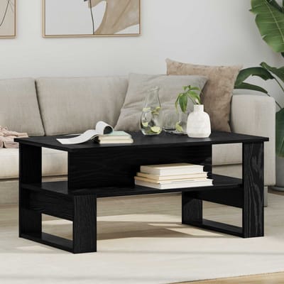 vidaXL - Salontafel - Zwart - Eiken - 90 - x - 50 - x - 40 - cm - Bewerkt - hout