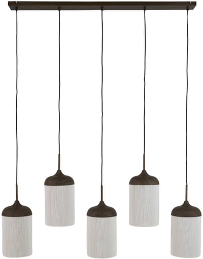 Light&living Hanglamp 5L 117x10x27 cm DANIA hout prnt d bruin+touw crème