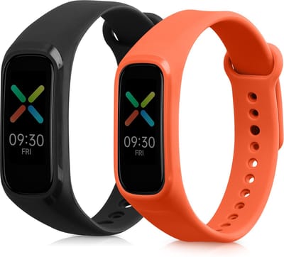 kwmobile 2x horlogebandjes geschikt voor Oppo Band Sport bandje - Smartwatch bandjes van TPU - Activity tracker horloge band in zwart / oranje