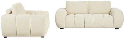 Vente-unique Tweezitsbank en driezitsbank in beige getextureerde stof BERENIA