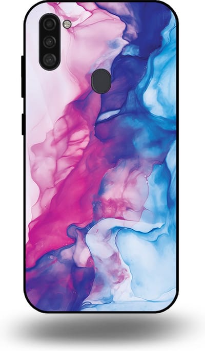 Smartphonica Telefoonhoesje Geschikt voor Samsung Galaxy A11 met Roze Blauw Marmer Opdruk - TPU Backcover Case Rose Blue Marble Design geschikt voor Samsung Galaxy A11