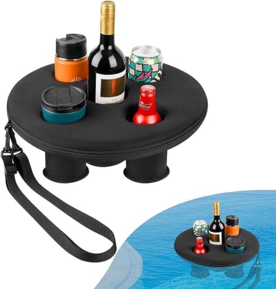 Drijvende Bekerhouder - Drankhouder Zwembad - Water Ontspanning - 5 Sleuven - 41.3 x 40.7 x 7.7 cm - Zwart