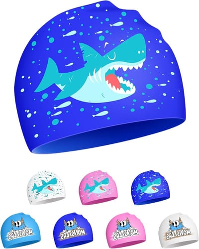 Zwemcap voor Kinderen 4-12 Jaar, Silicone, Waterdicht, Leuk Ontwerp, Antislip Binnenkant, Comfortabel en Duurzaam