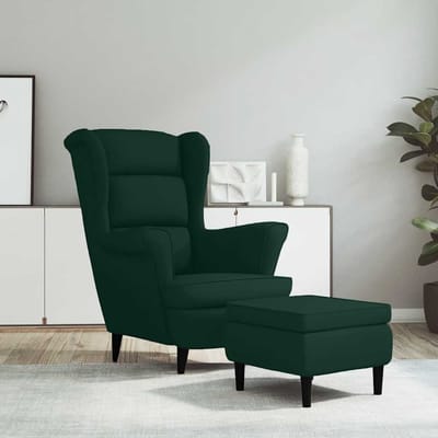 vidaXL - Fauteuil - met - voetenbank - fluweel - donkergroen