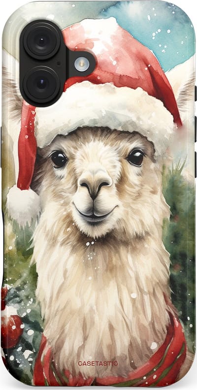 Casetastic hoesje geschikt voor Apple iPhone 16 - MagSafe - Dubbellaagse bescherming - Kerst Lama - Fashion Case - Taupe Lichtgrijs Donkergrijs Saliegroen