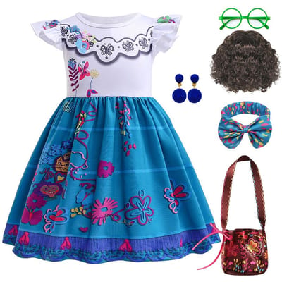 Mirabel Isabela Cosplay Prinsessenjurk Kinderen Encanto Charm Kostuum Meisjes Halloween Kinderdag Verjaardagsfeest Vakantiekleding 9-10T (Tag 150)