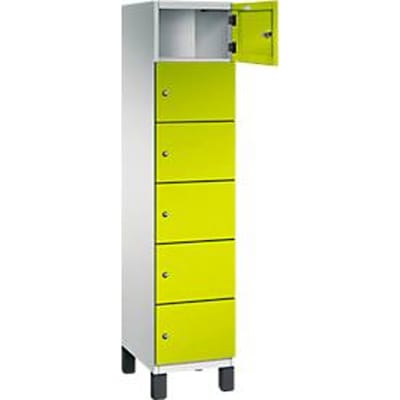 C+P Cambio lockerkast, 1 vak, 6 vakken, op poten, B 400 x D 525 x H 1980 mm, lichtgrijs/kleedgroen