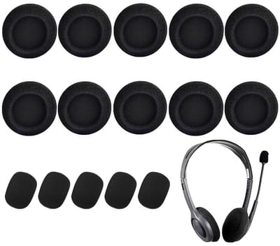 Dailygoody - Hoofdtelefoonhoezen - Vervangende koptelefoonpads - Wasbaar en rekbaar - Zwart - Microfoonschuimhoezen - Geschikt voor kantoorheadsets - ...