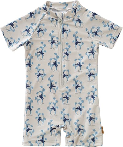 Fresk UV Zwempak 62 -Sneldrogende Zwemkleding voor Kinderen - UPF 50 - Zwemshirt voor Jongens - Zwempak met Korte Mouwen - Creme - Monkey