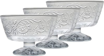 Cosy & Trendy IJs/Sorbet coupes op voet - gedecoreerd glas - 6x stuks - 10 x 7 cm - schaaltjes
