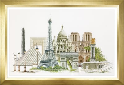 Thea Gouverneur - Borduurpakket met telpatroon - 472 - Voorgesorteerde DMC Garens - Parijs - Linnen - 79 cm x 50 cm - DIY Kit