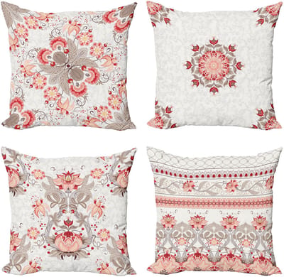 New Bed Vintage Folkloristische Bloemen Lente Kunst Kussenhoes met sierkussen, 4-pack, modern accent, dubbelzijdig digitaal bedrukt, 40 cm x 40 cm