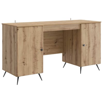 vidaXL - Bureau - Artisanaal - eiken - 142,5 - x - 50 - x - 75 - cm - Bewerkt - hout