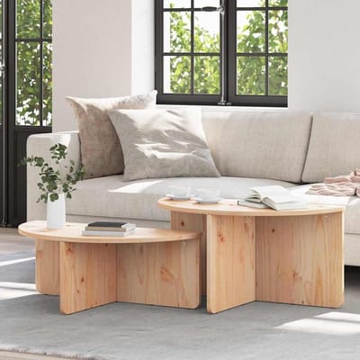 Salontafel Set - Houten Tafel - Woonkamer Inrichten - Massief Grenenhout - 79 cm Lengte - Bruin