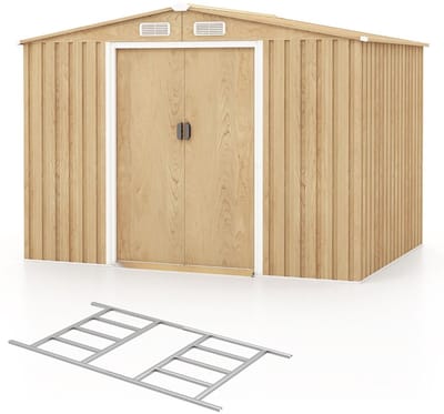 Fietsberging - Fietsenhok - Stalling - Tuinschuur - Huis - Overdekt - Fiets - Bruin - Scooter - Fiets