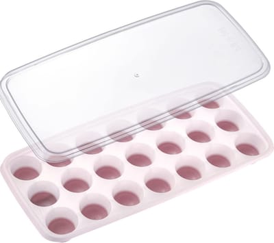 Westmark ijsblokjesmaker Stella - ijsblokjesvorm met deksel, voor het maken van 21 kleine ijsblokjes, transparant/rood/wit - kunststof, BPA-vrij, 2 stuks