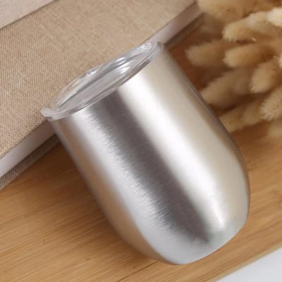Eierschaalbeker Roestvrij staal U-vormig eierdopje Dubbel vacuüm Potbuikig rood wijnglas cadeau 12oz