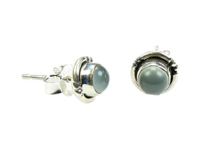 Zilveren knop oorbellen Chalcedoon 925 zilver