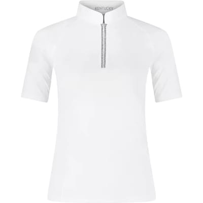Kentucky Horsewear - Show shirt dames Classic met glitter rits korte mouwen wit size 36