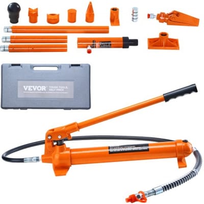 VEVOR hydraulische cilinderkit, draagbare hydraulische krik 10 t, met 1,4 m olieslang, reparatieset voor carrosserieframe met opbergkoffer voor autoreparatie, vrachtwagen, landbouwvoertuig, oranje