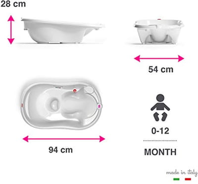 Ergonomische Babybadkuip met Antislip Zitting voor 0-12 Maanden - Grijs