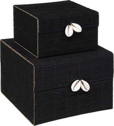 Atmosphera opbergdoos Tropi set van 2 - Bamboe - Opberger - Doosje - Juwelendoos - Zwart