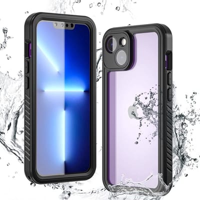 SBG Outdoor Case Waterdicht Transparant Hoesje geschikt voor iPhone 14 | Shockproof | Onderwater tot twee meter | Antislip greep | IP68-gecertificeerd | Doorzichtig / Zwart