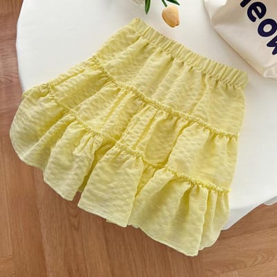 Nouvelle Jupe A-line Taille Haute, Petite Jupe Tutu, Jupe Courte. S jaune