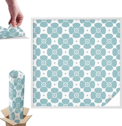 Tulup Raamfolie Anti inkijk - Bloemsymmetrie Anti inkijk Raamfolie - 100x100 cm - Wit Raamfolie Tegen inkijk - Zelfklevende Anti inkijk Folie Glas in Lood - Voor de slaapkamer, woonkamer en badkamer. - Zonwerende Raamfolie Glas in Lood