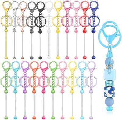 21-delige sleutelhangerset, kleurrijk, om zelf te maken, metalen kralen, doe-het-zelf, sleutelhanger, accessoires voor sieraden, hangers, bedels