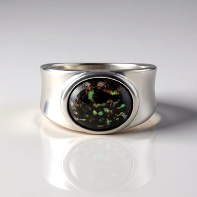 Cavill - Zilveren Ring - 925 Sterling Zilver met Platina - 2,53 ct Luipaard Opaal Ovaal Cabochon - Uniek Design - Duurzame Sieraden