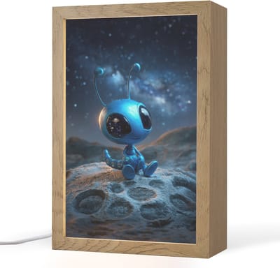 Nachtlampje 20x30 cm - Kinder lampje - Ruimtewezen - Blauw - Galaxy - Tafellamp kinderkamer - Slaapkamer lamp - Bedlamp kinderen - Kinderlampje stopcontact - Wandlamp babykamer - Nachtlampjes