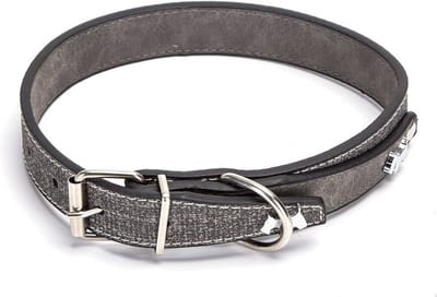Nobleza Hondenhalsband kunstleder met gesp - Maat S - Verstelbaar 29 / 39 cm - Lengte 45cm - Honden halsbanden - Puppyhalsband - Hondenhalsband - Halsband hond - Grijs