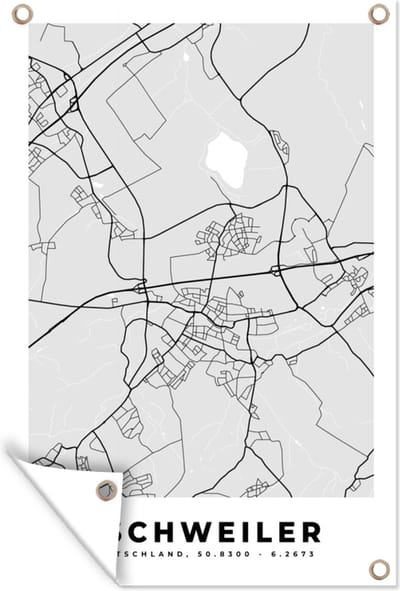 Muurdecoratie Stadskaart - Eschweiler - Kaart - Duitsland - Plattegrond - 120x180 cm - Tuinposter - Tuindoek