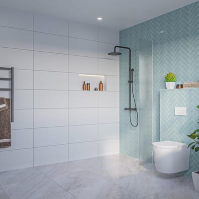 FugaFlow Eccelente Vetro Inloopdouche - ribbel glas - 30x200cm - 8mm - nano - blind inbouw profiel