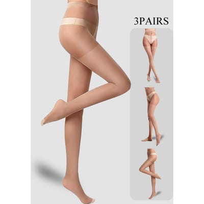 Drie-pack Transparante Effen Kleur Ultra-Dunne Sokken Zomer Ademend Modieuze Veelzijdige Panty's S-M beige