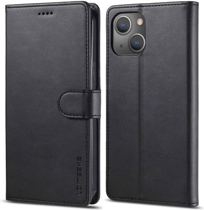 LC.IMEEKE Hoesje - Geschikt voor iPhone 14 Plus Hoesje - LC.IMEEKE Luxe Book Case - Zwart