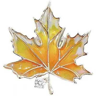 Kleur geschilderd esdoornblad ontwerp metalen broche speld zirkonia decoratie goudkleurige kraag revers broches spelden dames feest sieraden