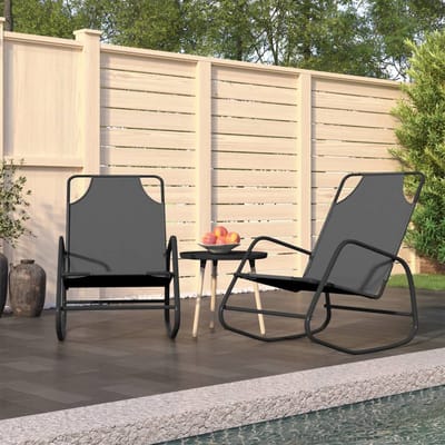 vidaXL - Ligstoelen - 2 - st - schommelend - staal - en - textileen - grijs