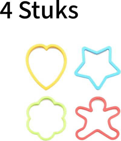 4-delig - Koekjesstempels set - Creatieve cakevormpjes - Bakbenodigdheden - Roestvrij staal - Leuke figuurtjes - op kaart - meerkleurig