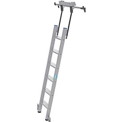 Kastenladder met treden, aluminium, verrijdbaar, 6 treden