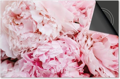 Inductie beschermer 60x60 - afdekplaat inductie mat - Dietrix Kookplaat beschermer - Exclusief - Flowers 14 - Pioenen lichtroze