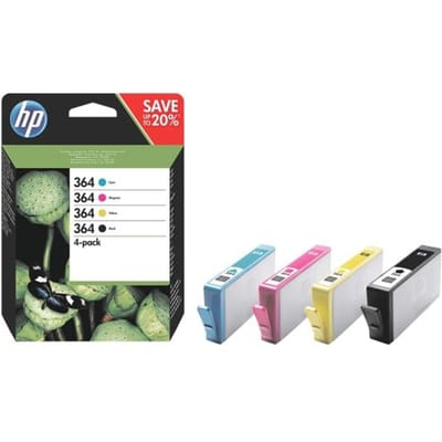 HP Inktcartridge 364 Origineel Combipack Zwart, Cyaan, Magenta, Geel N9J73AE Inkt