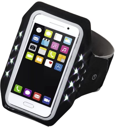Hama Sport-armband "Running" voor smartphones, maat XXL, met led, zwart