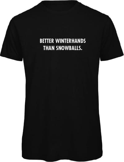 Better winterhands than snowballs wintersport t-shirt Zwart S - - wit - soBAD. | Foute apres ski outfit | kleding | verkleedkleren | wintersport t-shirt | wintersport dames en heren