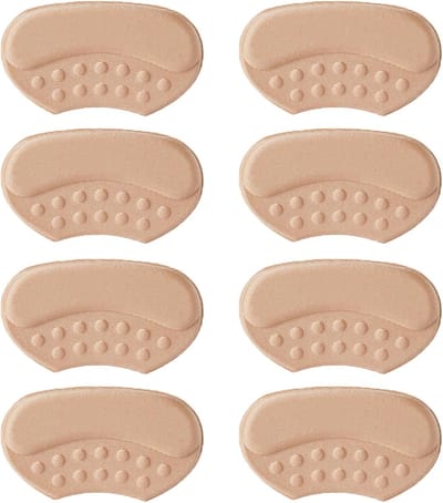 Daity Universele hielpads - antislip inlegzolen - vulling voor een betere pasvorm en comfort van de schoen - hielbeschermers - hielpads - hielpads voor losse schoenen. (Beige 8 stuks - waaiervormig)