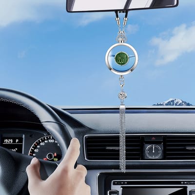 Luxe Auto Ornament – Zilverkleurig met Islamitische Patronen – Inclusief Elegante Geschenkdoos - Groen