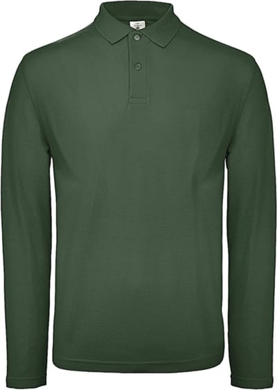 Men's Long Sleeve Polo ID.001 Flesgroen merk B&C maat S