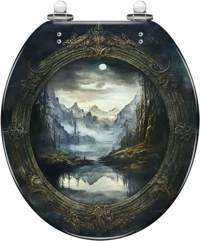 Toiletbril - Deksel met scharnieren - Badkamer opfrissen - Langzaam sluitend deksel - 41.9 x 36.8 cm - Berglandschap