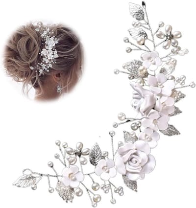 Handgemaakte Bloemen Haarband met Kristallen, Bruidsaccessoires voor Vrouwen en Meisjes, Perfect voor Bruiloften en Feestjes